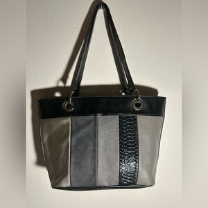 Nicole Miller Black and Gray Medium Tote Bag